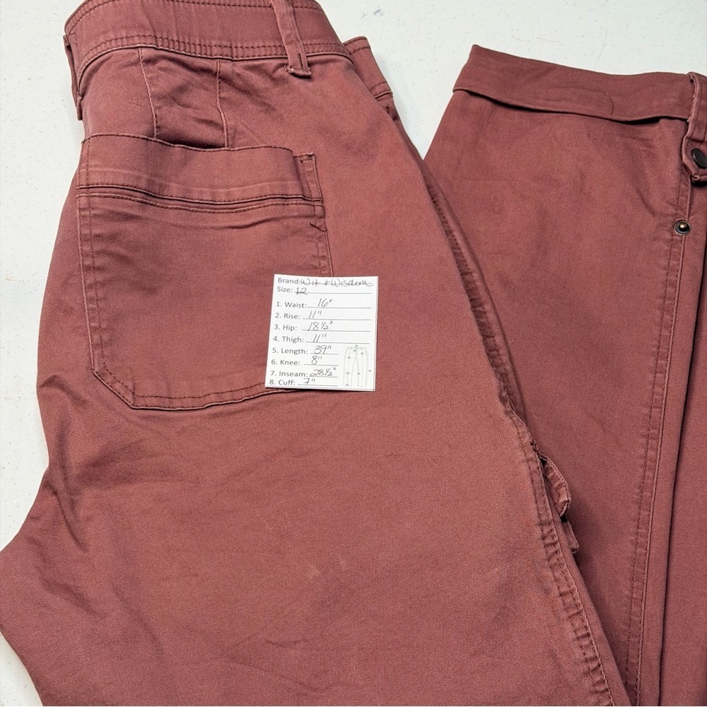 WIT & WISDOM Ab'solution Roll Cuff Stretch Utility Pants In Rum Raisin Sz 12 - Picture 14 of 16